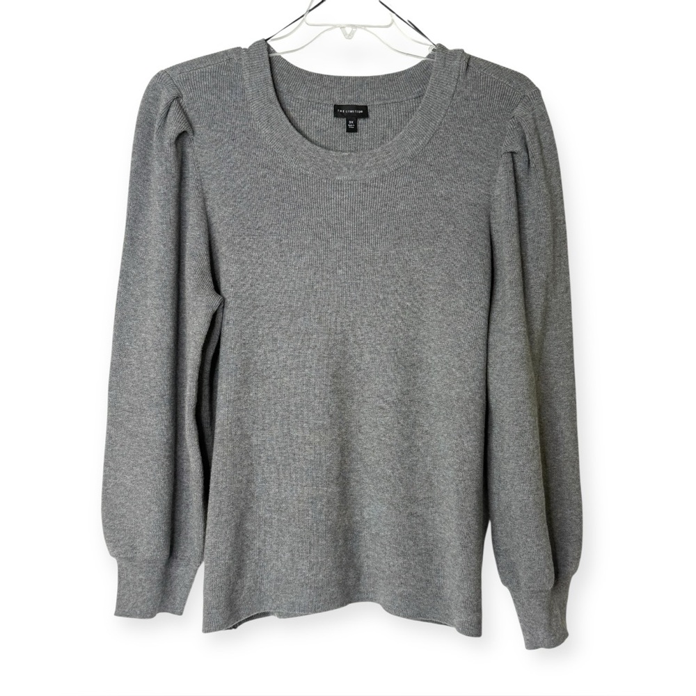 The‎ Limited Gray Long Puff Sleeve Tight Knit Sweater Womens Plus 3X